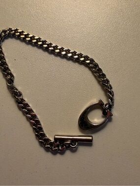 Coach Silver-Tone Curb Bracelet with Signature C Toggle